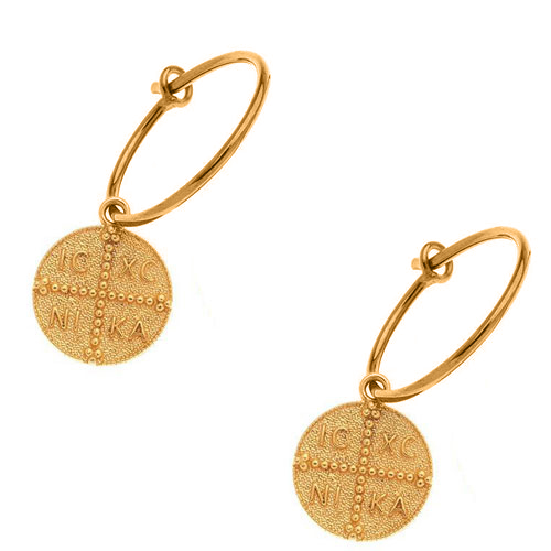 Ασημένια επιχρυσωμένα σκουλαρίκια κρικάκια 925 με κωνσταντινάτο