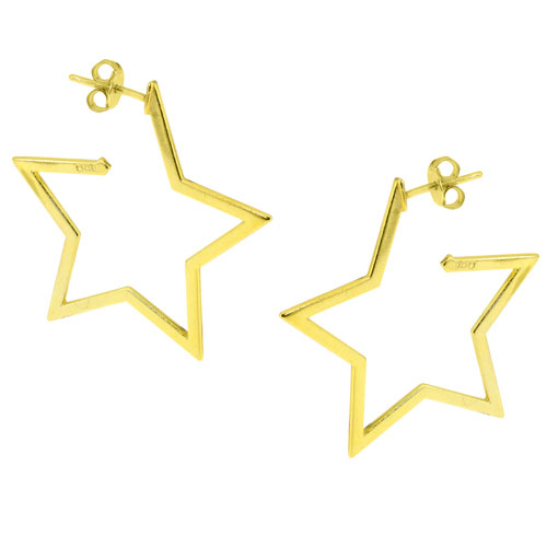 Ασημένια επιχρυσωμένα σκουλαρίκια αστέρια 925