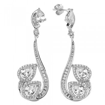 Νυφικά ασημένια σκουλαρίκια 925 με ζιργκόν