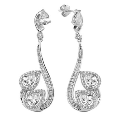 Νυφικά ασημένια σκουλαρίκια 925 με ζιργκόν