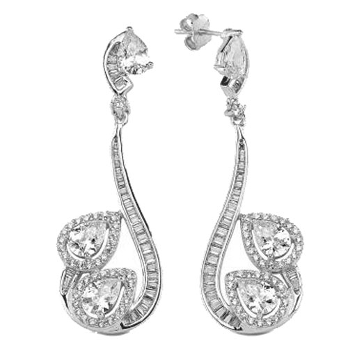 Νυφικά ασημένια σκουλαρίκια 925 με ζιργκόν