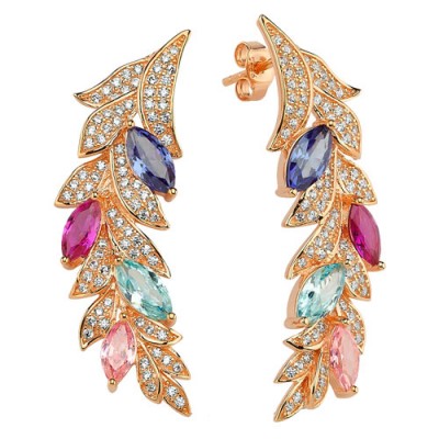 Ασημένια σκουλαρίκια 925 σε ροζ χρώμα