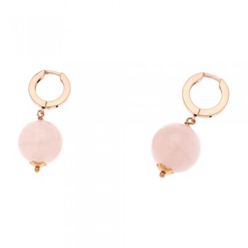 Άσημένια σκουλαρίκια κρικάκια 925 με ροζ πέτρες