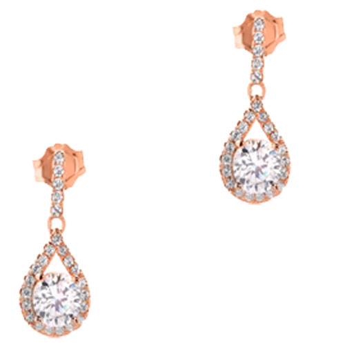 Ασημένια σκουλαρίκια σταγόνες 925 σε ροζ χρώμα