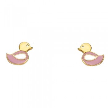 Ασημένια επιχρυσωμένα παιδικά σκουλαρίκια παπάκια 925