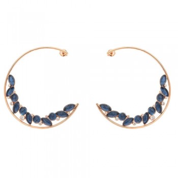 Ασημένια σκουλαρίκια κρίκοι 925 σε ροζ χρώμα με κρύσταλλα