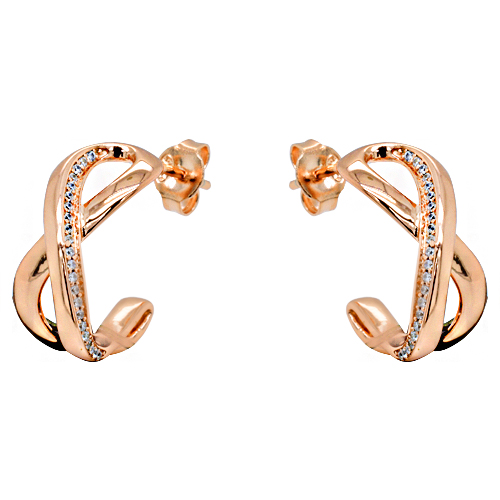 Ασημένια σκουλαρίκια άπειρο 925 σε ροζ χρώμα