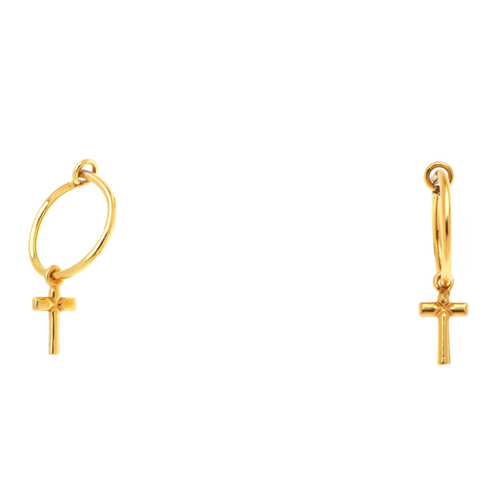 Ασημένια επιχρυσωμένα κρικάκια 925 με σταυρό