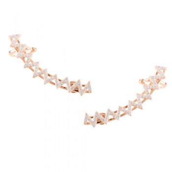 Ασημένια σκουλαρίκια ear cuff 925 σε ροζ χρώμα