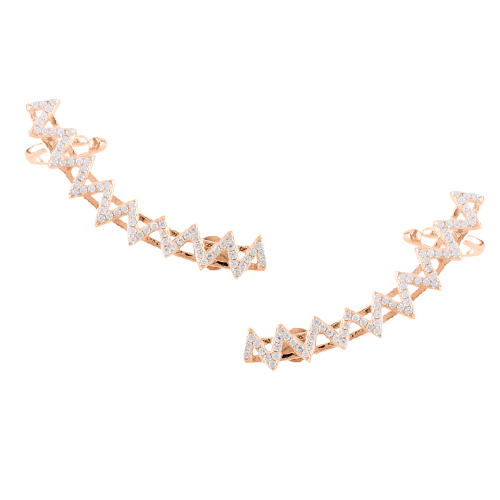 Ασημένια σκουλαρίκια ear cuff 925 σε ροζ χρώμα