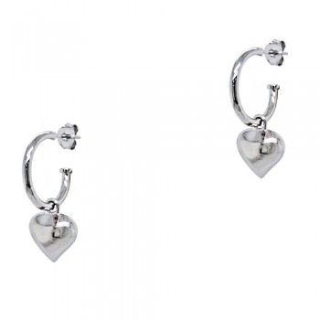 Ασημένια σκουλαρίκια κρικάκια 925 με καρδιές