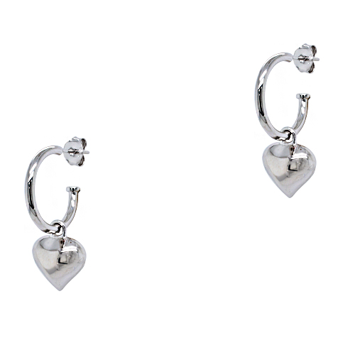 Ασημένια σκουλαρίκια κρικάκια 925 με καρδιές