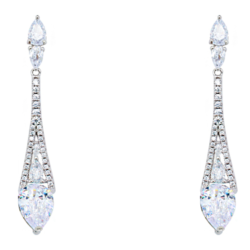 Ασημένια κρεμαστά νυφικά σκουλαρίκια 925