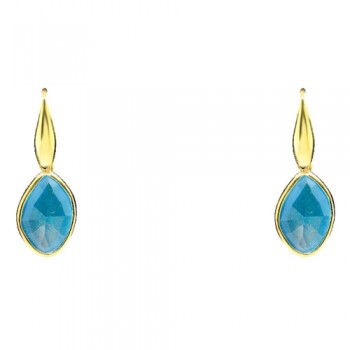 Ασημένια επιχρυσωμένα κρεμαστά σκουλαρίκια 925 με κρύσταλλα