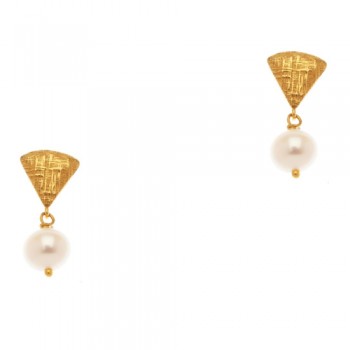 Ασημένια επιχρυσωμένα ημικρεμαστά σκουλαρίκια 925