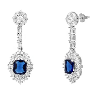 Ασημένια κρεμαστά σκουλαρίκια 925 με ζιργκόν