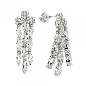 Ασημένια κρεμαστά νυφικά σκουλαρίκια 925