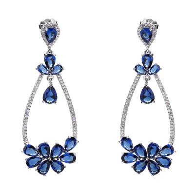 Ασημένια κρεμαστά σκουλαρίκια 925 με ζιργκόν