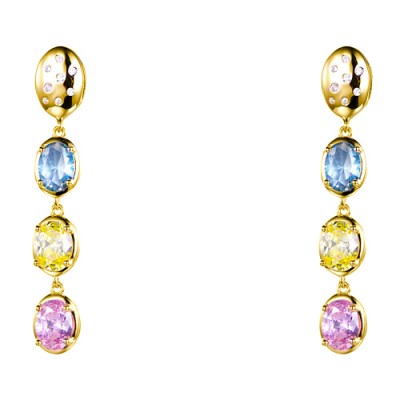 Ασημένια επιχρυσωμένα κρεμαστά σκουλαρίκια 925 με ζιργκόν