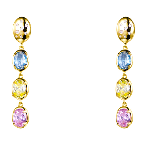 Ασημένια επιχρυσωμένα κρεμαστά σκουλαρίκια 925 με ζιργκόν