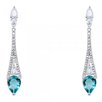 Ασημένια κρεμαστά σκουλαρίκια 925 με ζιργκόν