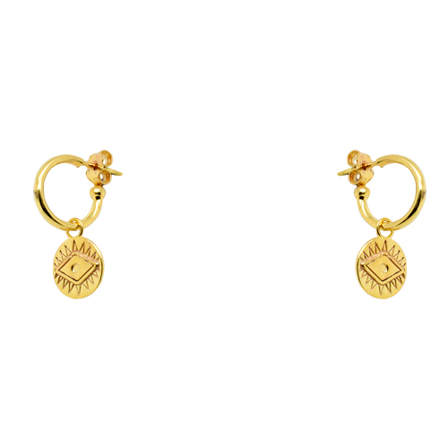 Ασημένια επιχρυσωμένα σκουλαρίκια κρικάκια 925 με μάτια