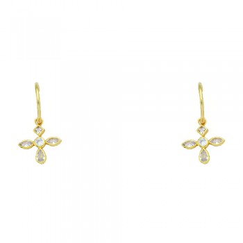 Ασημένια επιχρυσωμένα σκουλαρίκια κρικάκια 925 με σταυρούς