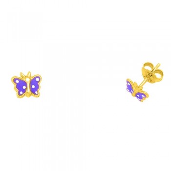 Ασημένια επιχρυσωμένα παιδικά σκουλαρίκια πεταλούδες 925