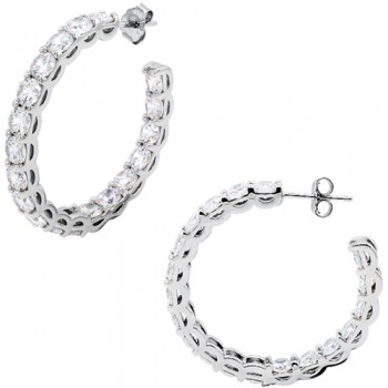 Ασημένια σκουλαρίκια κρίκοι 925 με ζιργκόν