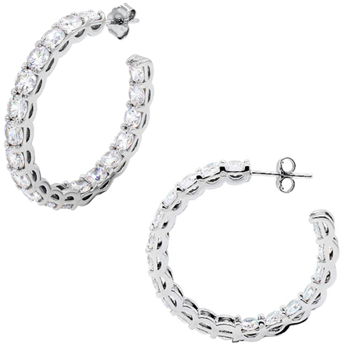 Ασημένια σκουλαρίκια κρίκοι 925 με ζιργκόν