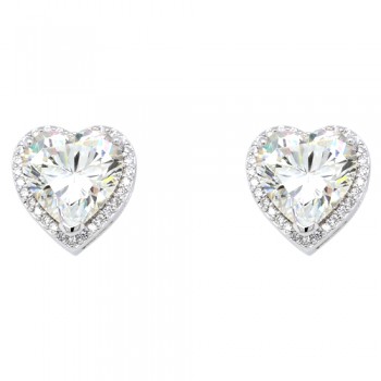 Ασημένια σκουλαρίκια καρδιές 925 με ζιργκόν