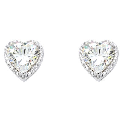 Ασημένια σκουλαρίκια καρδιές 925 με ζιργκόν