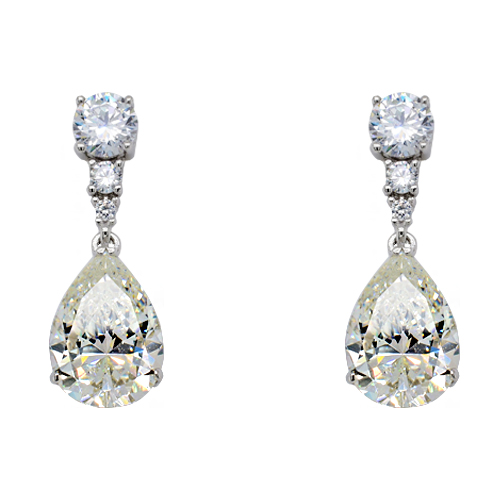 Ασημένια νυφικά σκουλαρίκια σταγόνες 925 με ζιργκόν