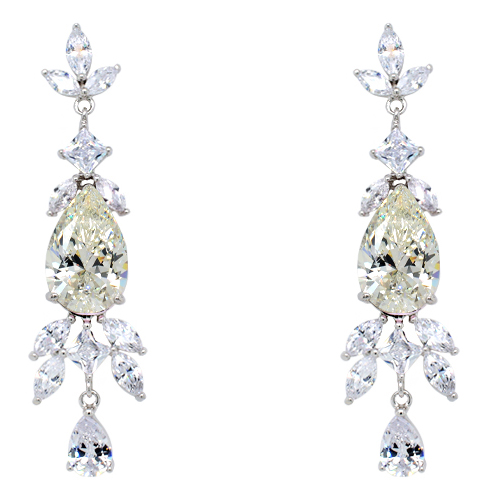 Ασημένια κρεμαστά νυφικά σκουλαρίκια σταγόνες 925