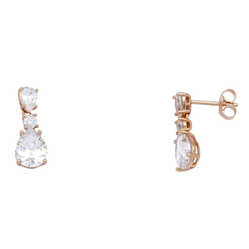 Ασημένια σκουλαρίκια σταγόνες 925 σε ροζ χρώμα