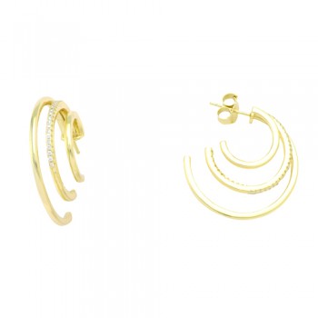 Ασημένια επιχρυσωμένα σκουλαρίκια κρίκοι 925