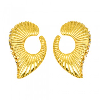 Ασημένια επιχρυσωμένα σκουλαρίκια μισή καρδιά 925