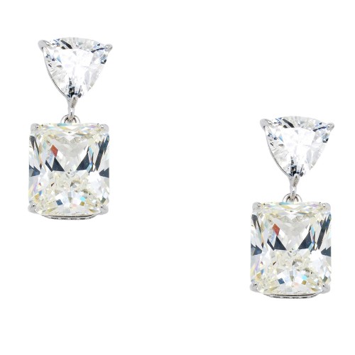 Ασημένια κρεμαστά νυφικά σκουλαρίκια 925 με ζιργκόν