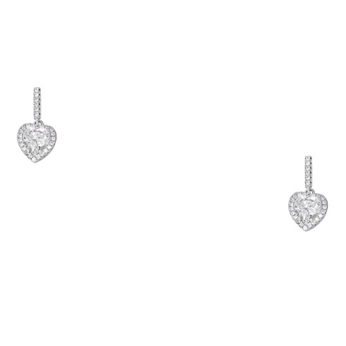 Ασημένια ημικρεμαστά σκουλαρίκια καρδιές 925 με ζιργκόν