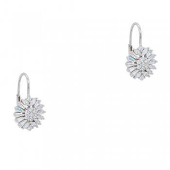 Ασημένια ημικρεμαστά σκουλαρίκια ροζέτες 925 με ζιργκόν