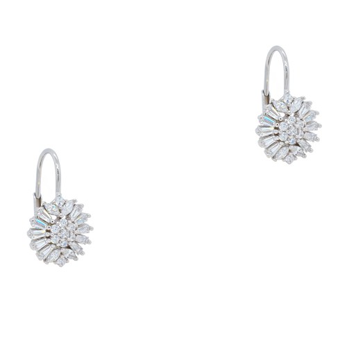 Ασημένια ημικρεμαστά σκουλαρίκια ροζέτες 925 με ζιργκόν