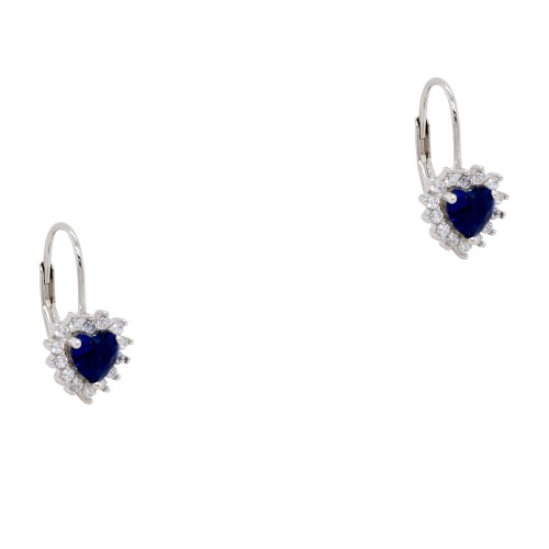 Ασημένια ημικρεμαστά σκουλαρίκια καρδιές 925 με ζιργκόν