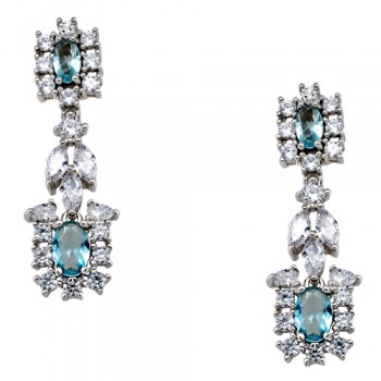 Ασημένια κρεμαστά σκουλαρίκια 925 με ζιργκόν