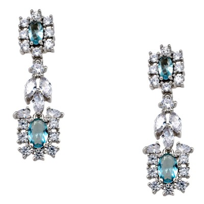 Ασημένια κρεμαστά σκουλαρίκια 925 με ζιργκόν