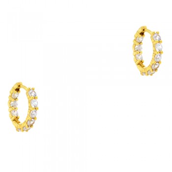 Ασημένια επιχρυσωμένα σκουλαρίκια κρικάκια 925 με ζιργκόν