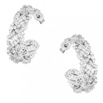 Ασημένια σκουλαρίκια κρίκοι 925 με ζιργκόν