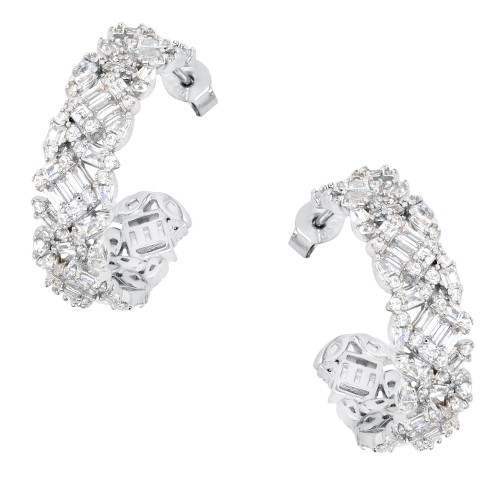 Ασημένια σκουλαρίκια κρίκοι 925 με ζιργκόν