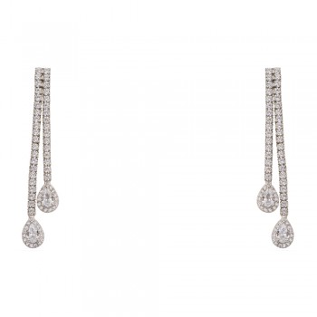 Ασημένια νυφικά σκουλαρίκια ριβιέρα με σταγόνες