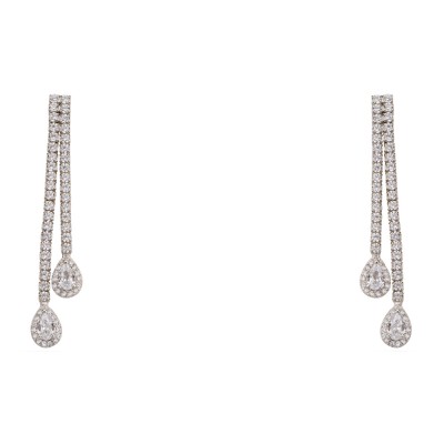 Ασημένια νυφικά σκουλαρίκια ριβιέρα με σταγόνες