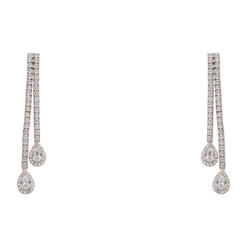 Ασημένια νυφικά σκουλαρίκια ριβιέρα με σταγόνες